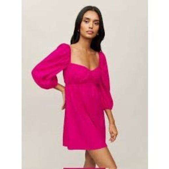 Reformation Dresses & Skirts - The Reformation Women's Farley Corvette Babydoll Empire Mini Dress Pink Size 2